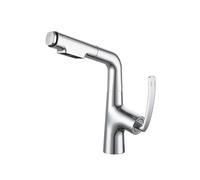 SXWYLZ Mixer Tap with Pull Out Spray Washbasin Rotating and Height Adjustable Faucet 2 Mode Bathroom Taps Single Handle Hot and Cold,Chrome