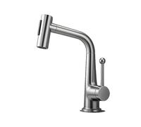 SXWYLZ Mixer Tap with Pull Out Spray, Washbasin Rotating and Height Adjustable Faucet, 3 Mode Bathroom Taps, Single Handle, Hot and Cold Water,Grey