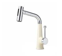SXWYLZ Mixer Tap with Pull Out Spray, Washbasin Rotating and Height Adjustable Faucet, 3 Mode Bathroom Taps, Single Handle, Hot and Cold Water,White + Chrome
