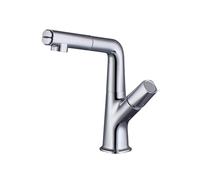 SXWYLZ Rotating Bathroom Taps with Pull Out Shower Attachment, 2 Modes Basin Mixer Tap, Height Adjustable Faucet Single Handle, Hot and Cold Water, Brass Alloy,Chrome