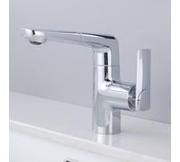 SXWYLZ Sink Mixer Tap, Bathroom Taps with Pull Out Shower Attachment, 360° Rotating Basin Taps, Single Handle, Hot and Cold,Chrome
