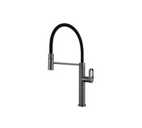 SXWYLZ Sink Tap Flexible Silicone Hose Rotary Kitchen Taps with Pull Out Spray 2 Mode Mixer Tap Single Handle Hot and Cold, Stainless Steel,Grey