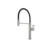SXWYLZ Sink Tap Flexible Silicone Hose Rotary Kitchen Taps with Pull Out Spray 2 Mode Mixer Tap Single Handle Hot and Cold, Stainless Steel,Brushed Color