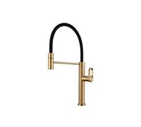 SXWYLZ Sink Tap Flexible Silicone Hose Rotary Kitchen Taps with Pull Out Spray 2 Mode Mixer Tap Single Handle Hot and Cold, Stainless Steel,Brushed Gold