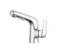 SXWYLZ Sink Tap with Pull Out Hose 2 Mode Bathroom Taps 180° Rotating Basin Tap Single Handle Hot and Cold,Chrome