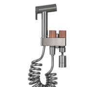 SXWYLZ Toilet Douche Spray Kit Handheld Bidet Sprayer Set for Toilet with Dual Mode Spray Gun, Aluminum, Gray