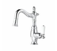 SXWYLZ Vintage Bathroom Sink Taps, 2 Modes Basin Taps with Pull Out Spray, Mixer Tap Single Handle, Hot and Cold Water,Chrome