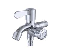 SXWYLZ Wall Mounted Bathroom Cold Water Tap, Double Outlet Tap, Washing Machine Taps 1/2", Zinc Alloy, Chrome