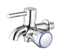 SXWYLZ Wall Mounted Bathroom Cold Water Tap, Washing Machine Tap 1/2", Double Outlet Faucet Suitable for Mop Sinks, Zinc Alloy, Chrome