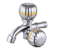 SXWYLZ Wall Mounted Cold Water Tap, Double Outlet Tap, Washing Machine Faucet Suitable for Mop Sinks and Balconies, Zinc Alloy, Chrome