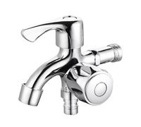 SXWYLZ Wall Mounted Cold Water Tap, Washing Machine Tap, Double Outlet Taps, Double Handle, Suitable for Bathrooms, Zinc Alloy, Chrome