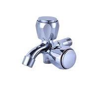 SXWYLZ Wall Mounted Double Handle Basin Taps, Double Outlet Washing Machine Tap, Cold Water Tap, Zinc Alloy, Chrome