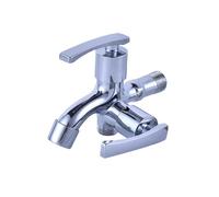 SXWYLZ Wall Mounted Double Handle Tap, Double Outlet Tap, One Inlet and Two Outlets, Cold Water Taps, Zinc Alloy, Chrome