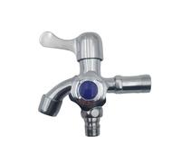SXWYLZ Wall Mounted Washing Machine Tap, Double Outlet Taps, Cold Water Tap for Bathroom and Kitchen, Zinc Alloy, Chrome
