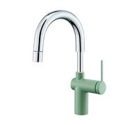 SXWYLZ Wash Basin Taps, Bathroom Rotating Taps with Pull Out Spray, 2 Mode Sink Tap, Height Adjustable Faucet, Single Handle, Hot and Cold,Chrome+Green