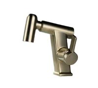 SXWYLZ Washbasin Rotating Tap with Pull Out Spray 3 Mode Bathroom Taps with Pull Out Shower Attachment Mixer Sink Tap Single Handle Hot and Cold,Brushed Gold
