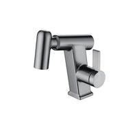 SXWYLZ Washbasin Rotating Tap with Pull Out Spray 3 Mode Bathroom Taps with Pull Out Shower Attachment Mixer Sink Tap Single Handle Hot and Cold,Grey