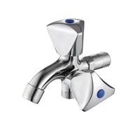 SXWYLZ Washing Machine Tap, Wall Mounted Bathroom Cold Water Taps 1/2", Double Outlet Tap, Double Handle, Zinc Alloy, Chrome
