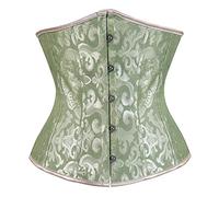 SxyBox Women's Satin Bustier Corset Underbust Lace up Waist Cincher Adjustable with G-String Green
