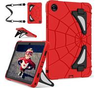 SXYGMZL Case for Samsung Galaxy Tab A11+ Plus / A9+ Plus 11 Inch, Military Grade Heavy Duty Rugged Shockproof Cute Silicone Drop Protection Cover with Stand Carrying Shoulder Strap for Kids, Red Black