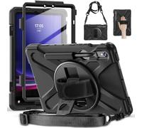 SXYGMZL Case for Samsung Galaxy Tab S10 Lite/S10 FE/S9 FE/Tab S9/S8/S7 5G 10.9"/11 Inch, Heavy Duty Full-Body Shockproof Drop Protective Cover with 360° Rotating Handle Stand Hand/Shoulder Strap Black
