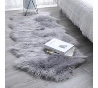 SXYHKJ Faux Sheepskin Rugs, Soft Fluffy Faux Chair Cover Hairy Washable Carpet Non Slip Mats for Chair Bed Sofa Floor with Extra Long Wool (gray, 60x160CM)
