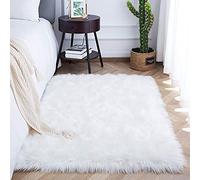 SXYHKJ Faux Sheepskin Rugs, Soft Fluffy Faux Chair Cover Hairy Washable Carpet Non Slip Mats for Chair Bed Sofa Floor with Extra Long Wool (White, 60x90CM)