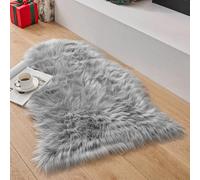 SXYHKJ Faux Sheepskin Rugs, Soft Fluffy Faux Chair Cover Hairy Washable Carpet Non Slip Mats for Chair Bed Sofa Floor with Extra Long Wool (gray, 50x80CM)