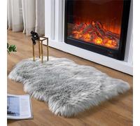 SXYHKJ Faux Sheepskin Rugs, Soft Fluffy Faux Chair Cover Hairy Washable Carpet Non Slip Mats for Chair Bed Sofa Floor with Extra Long Wool (gray, 50x80CM)