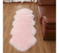 SXYHKJ Faux Sheepskin Rugs, Soft Fluffy Faux Chair Cover Hairy Washable Carpet Non Slip Mats for Chair Bed Sofa Floor with Extra Long Wool (Pink, 60x160cm)