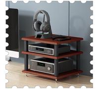 SXYKXYDL 2 3 4 Tier Stereo/Audio/Video Rack, AV Media Stand Desktop Small HiFi Racks, Gaming Console Shelves DVD Player Component Cabinet(Teak,3 Tier)
