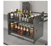 SXYKXYDL 2 Tier Pull Out Cabinet Nizer Expandable Cupboard Shelf For Kitchen Bar And Pantry Load Bearing 20Kg Pull Down Cabinet Shelf Suitable For Cafe 36X26X53Cm (61X26X53Cm)