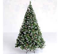 SXYKXYDL 6FT Flocked Snow Christmas Tree,Artificial Christmas Pine Trees With Hinged Pine Cone Decoration Unlit,Metal Stand For Festive Holiday Decor The New
