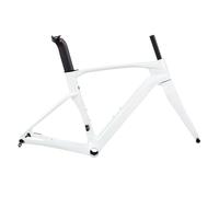 SXYKXYDL 700C Road Bike Frameset 43.5/46/48/50/52/54/56CM Cyclocross Race Bike Frame Carbon Fiber Bike Frames Disc Brake Thru Axle F12100mm R12142mm(White,56CM)