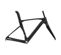 SXYKXYDL 700C Road Bike Frameset 43.5/46/48/50/52/54/56CM Cyclocross Race Bike Frame Carbon Fiber Bike Frames Disc Brake Thru Axle F12100mm R12142mm(Black,52CM)