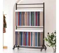 SXYKXYDL Fabric Roll Storage Rack,Sample Fabric Display Rack, Curtain Color Card Display Stand, Movable Heavy Duty Steel Scarf Hanger, Commercial Organizer Holder for Displaying Blanket Quilt Scarf
