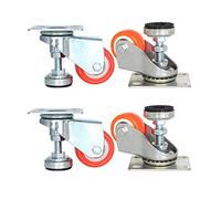 SXYKXYDL Heavy Duty Casters,Swivel Wheels,Telescopic Casters Wheels,Polyurethane Workbench Caster,Adjustable/Ball Bearing/Safety,X4 for Furniture,Equipment And Machinery,Orange,2in