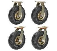 SXYKXYDL Heavy Duty Swivel Caster Wheel Set Of 4, 8 Inch 10 Inch Silent Pneumatic Caster, Replacement Rubber Casters With Top Plate And Brakes, For Carts Furniture Workben (Color : Fixed+Swivel, Size