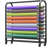 SXYKXYDL Heavy Duty Vinyl Storage, Commercial Fabric Roll Metal Storage Rack with Adjustable Hanging Rod,for Linen Rolls, Fabric Rolls, Texture Rolls and Wallpaper, Holds 8/10/12/14/16/18/20 Rolls