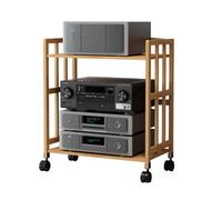 SXYKXYDL Height Adjustable Bamboo Audio Rack 2 3 4 5 Tier AV Stand with Wheels for Home Theater Hifi Amplifier & Stereo Components Organizer 70cm 30.3in Tall 55cm 21.7in Wide