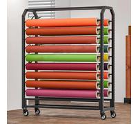SXYKXYDL Large Textile Commercial Fabric Roll Storage Rack with Adjustable Hanging Rod, Heavy Duty Steel Organiser Holder with Wheels for Vinyl Rolls/Leather Rolls/Wallpaper Displays/Window Film