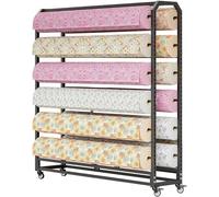 SXYKXYDL Large Textile Fabric Display Rack Cart with Adjustable Hanging Rod, Commercial Car Color Change Film Display Rack, Heavy Duty Vinyl Storage Tool for 8/10/12/14/16/18/20 Rollers of Vinyl