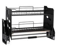 SXYKXYDL Pull Down Shelf Organizer, Stainless Steel Lifting Basket for Kitchen Cabinets, Spice and Dish Drying Rack, Efficient Storage Solution