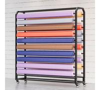 SXYKXYDL Vinyl Roll Storage Rack,Heavy Duty Vinyl Rolls Storage Rack with Adjustable Hanging Rod | Mobile Steel Organizer for Leather, Window Film, Wallpaper | Perfect for Crafts & Commercial Use