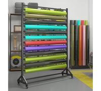 SXYKXYDL Vinyl Roll Storage Rack,Large Mobile Fabric Roll Storage Rack, Heavy-Duty Textile Display Organizer for Vinyl, Leather & Fabric Rolls, Multi-Layer Craft Stand (158x45x205cm, 8 Rods)