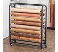 SXYKXYDL Wall Mount Fabric Roll Storage Rack,Commercial Fabric Roll Storage Rack With Adjustable Hanging Rod, Movable Heavy Duty Steel Organiser Holder With Wheels, for Vinyl Rolls/Car Color Change