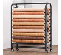 SXYKXYDL Wall Mount Fabric Roll Storage Rack,Commercial Fabric Roll Storage Rack With Adjustable Hanging Rod, Movable Heavy Duty Steel Organiser Holder With Wheels, for Vinyl Rolls/Car Color Change