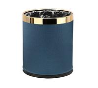 SXYLOB Luxury Metal Waste Bin 10L, Open Top Double Layer Trash Can Floor Standing with Faux Leather Covered - Waste basket Dust Bins for Kitchen Bathroom Hotel Office (Sky Blue)