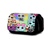 SXYNIO Dandi's World Pencil Case Double Zippers Large Capacity Pen Bag Dandy Figure Multi-Functional Stationery Case Portable Cosmetic Bag (A)