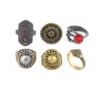 SXYNIO Darks Soul Vintage Punk Rings for Men Women Cosplay Lord of Sunlight Gwyn Open Ring Knuckle Stacking Rings Set (6pcs)